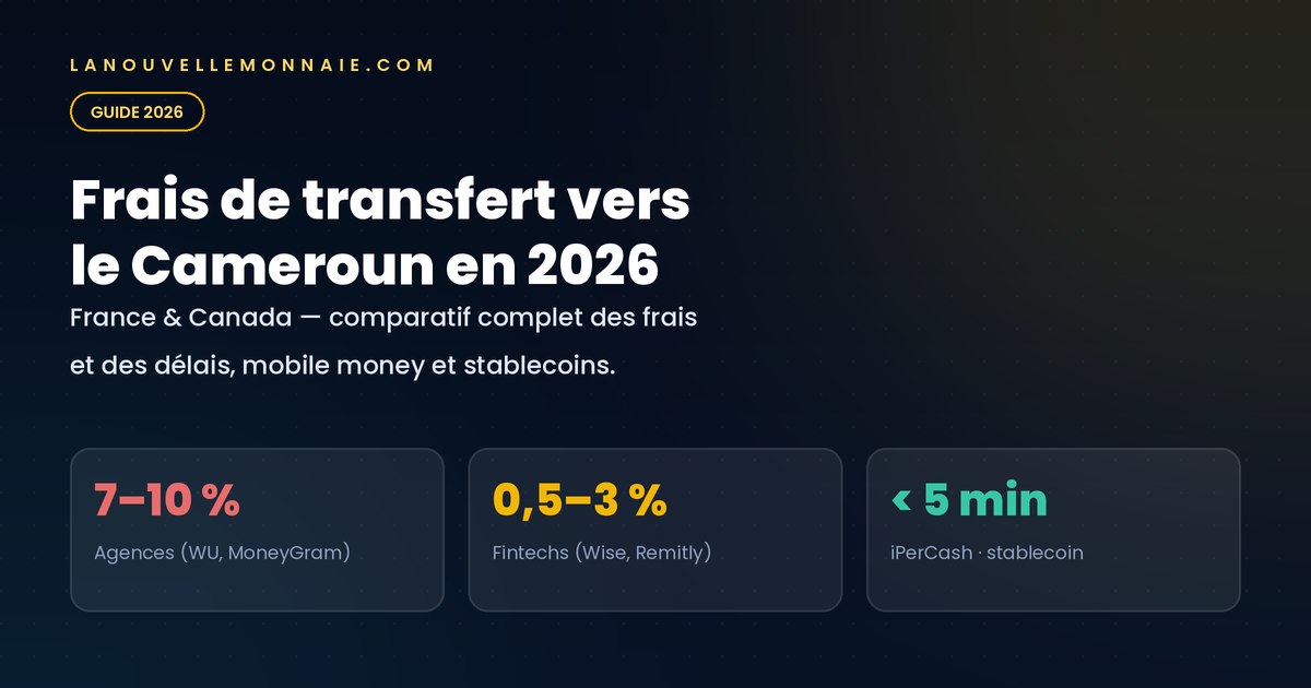 Frais de transfert d'argent vers le Cameroun en 2026