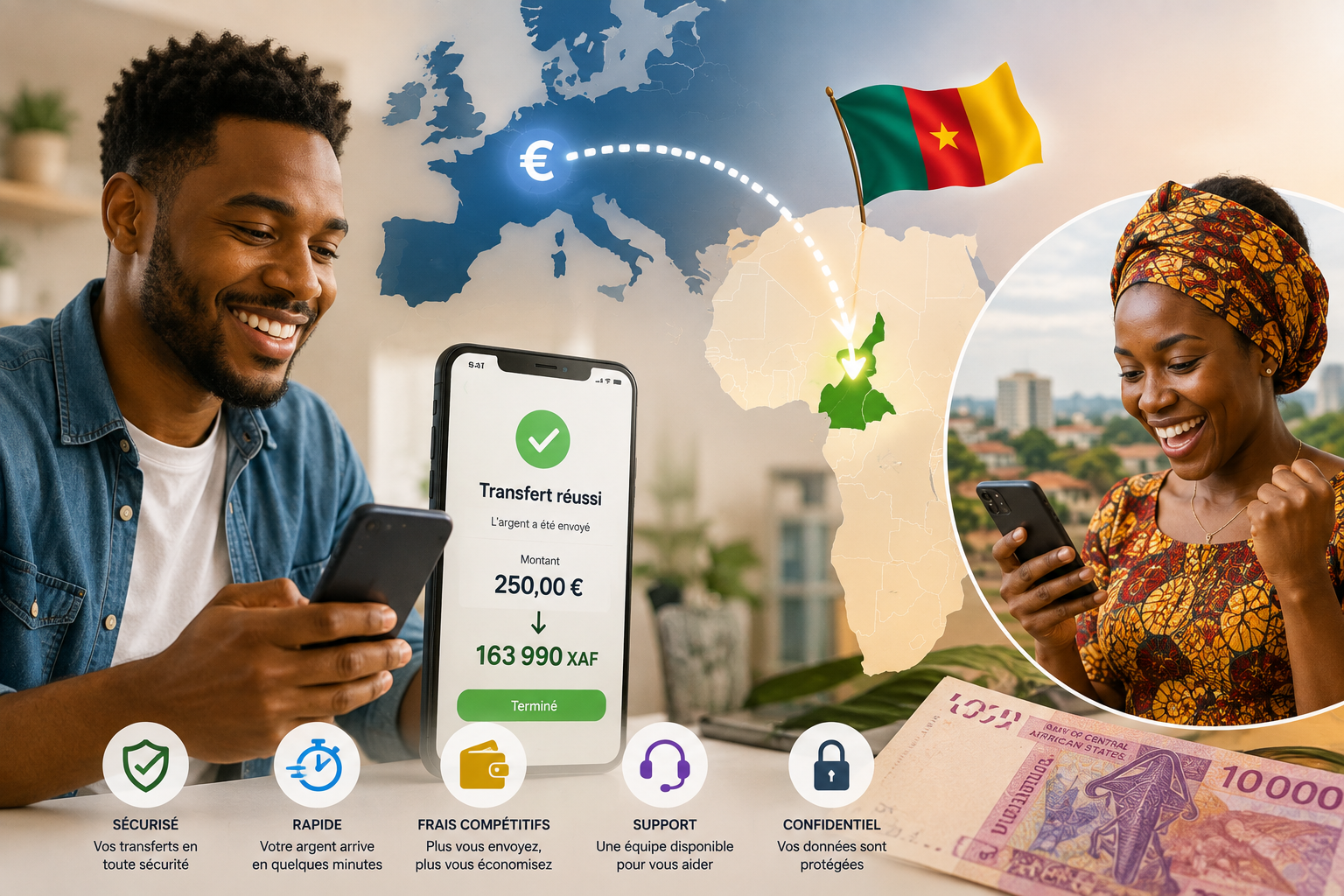Meilleur taux de change pour envoyer de l'argent au Cameroun en 2026